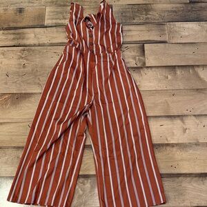 Striped Jumpsuit with Button Front